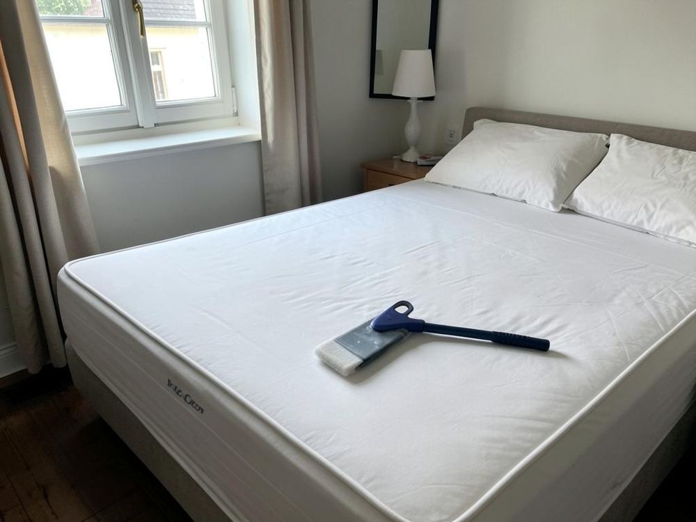 Matelas traité avec brosse pour un nettoyage en profondeur